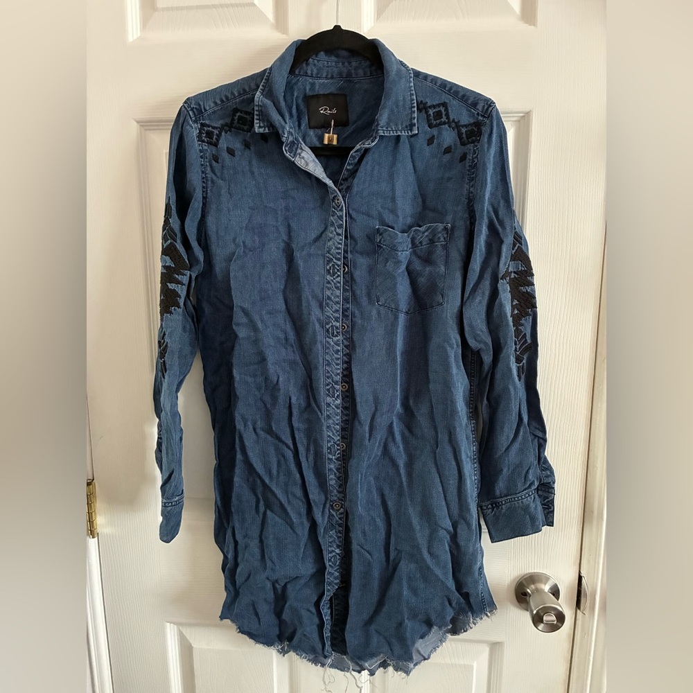 Rails Blue Denim Shirt Jacket with Black Accents